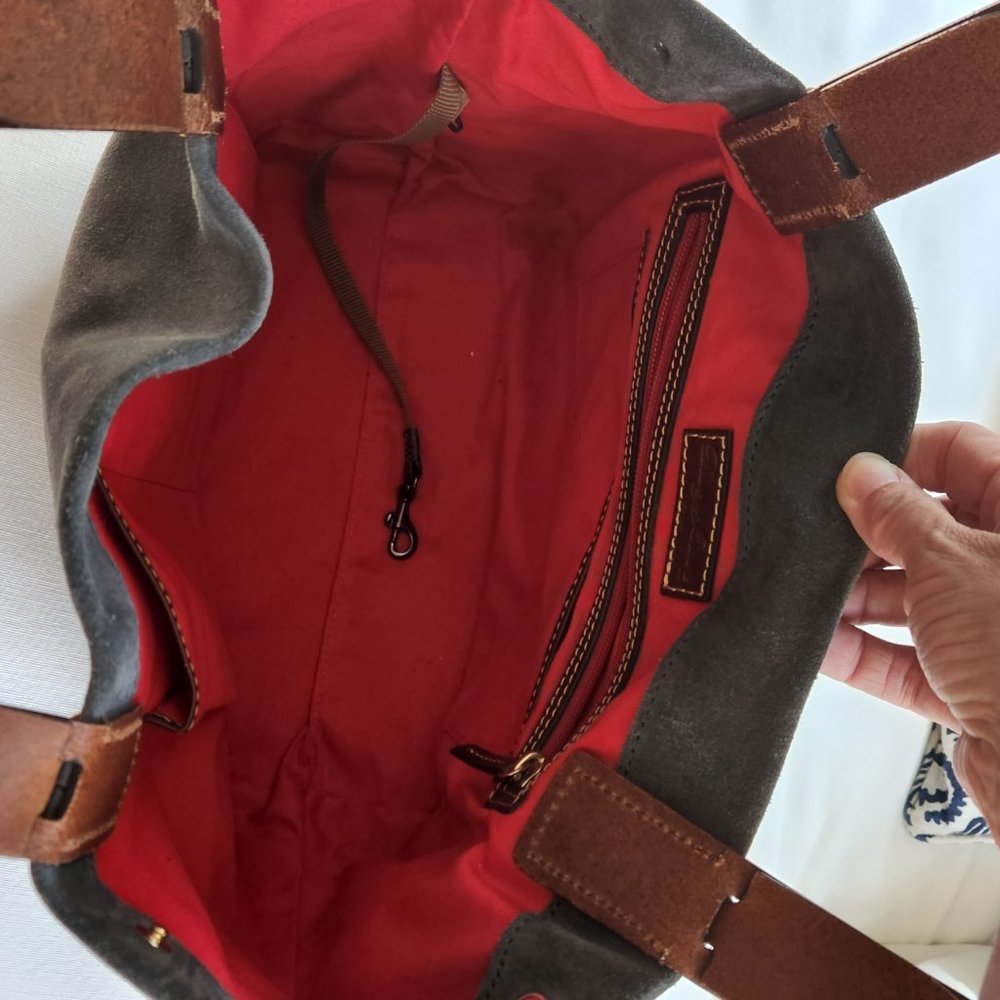 Dooney & Bourke East West Suede Shopper - Smoke Grey Rare HTF - Picture 3 of 6